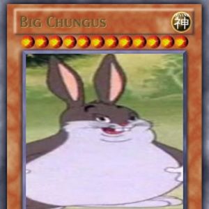 big chungus yugioh card on paper